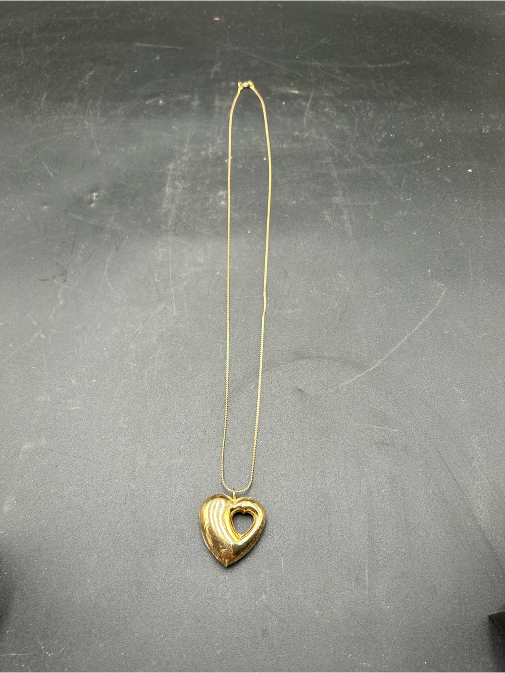 Gold Heart Pendant Necklace with Heart Cutout